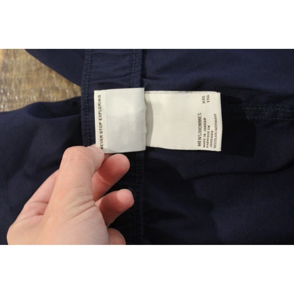 The North Face Mens Navy Blue Hiking Cargo Shorts XXL Elastic Waist Cinch Cord